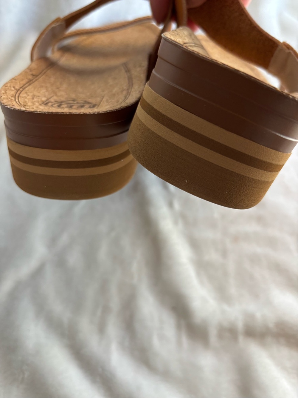 REEF Cushion Vista HI Platform Sandals Natural Braid Size 10 - Picture 7 of 12